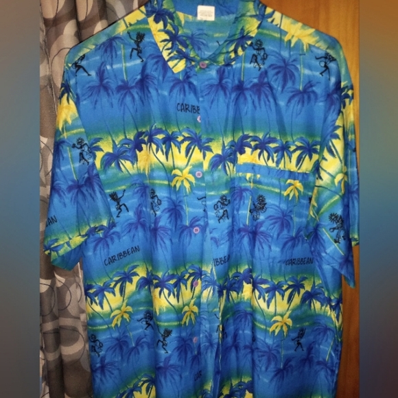 RIMA Silk Designer Silk Caribbean shirt blue tropic graphic - Picture 5 of 12